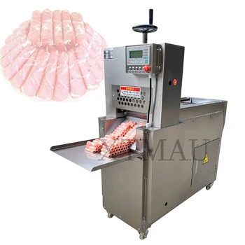 Търговски електрическа ломтерезка за нарязване на агнешко месо от неръждаема стомана с CNC, машини за двойно нарязване на говеждо месо, крем, машина за рязане на агнешко регулируема дебелина на