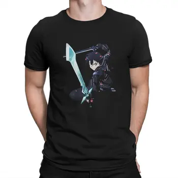 Мъжки тениски Kirito Реколта Тениска от 100% Памук С Къс Ръкав Sword Art Online Game, Тениска С Кръгло деколте, Дрехи на Нов пристигане