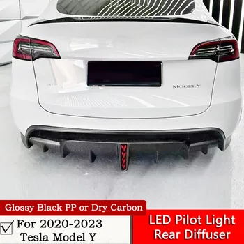 За 2020 2021 2022 Tesla Model Y лъскаво черен заден дифузьор SD style carbon fiber dry n PP материал на задния ръб на led контролна лампа