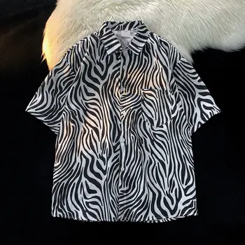 Мъжки ежедневни риза на райета и клетка, външен джоб, Дълъг ръкав, Празнични хавайски ризи стандартен cut B254