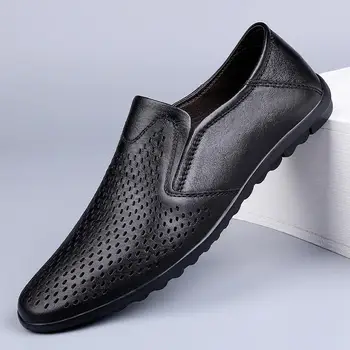 Мъжки обувки 2023 нов корейски стил мъжки ежедневни Бизнес кожени мъжки обувки от естествена кожа приплъзване на Британските Шапчица модни обувки